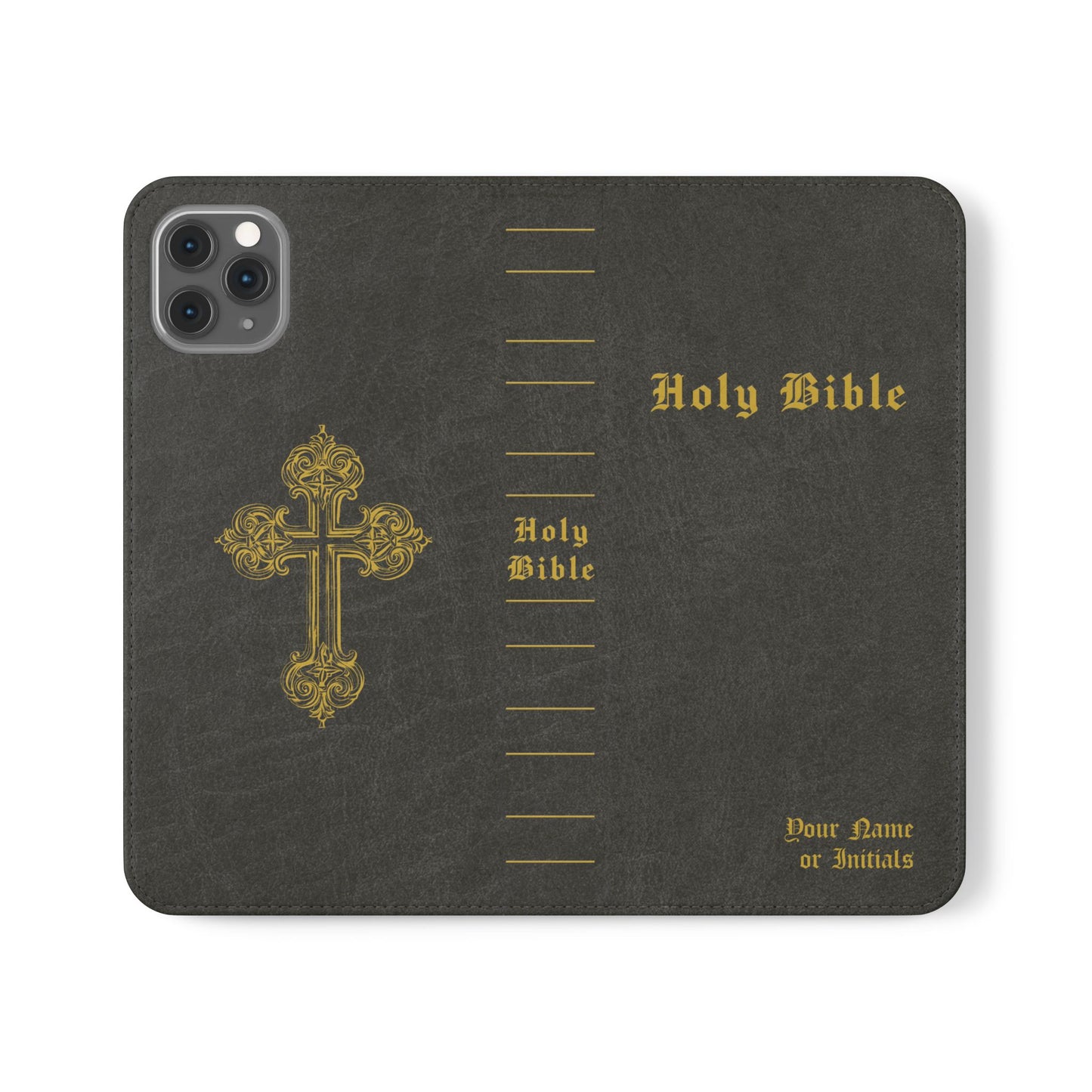 Holy Bible Personalized Phone Wallet | Custom Name or Initials - Black