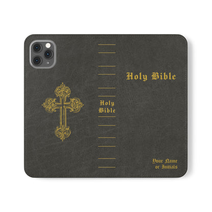 Holy Bible Personalized Phone Wallet | Custom Name or Initials - Black