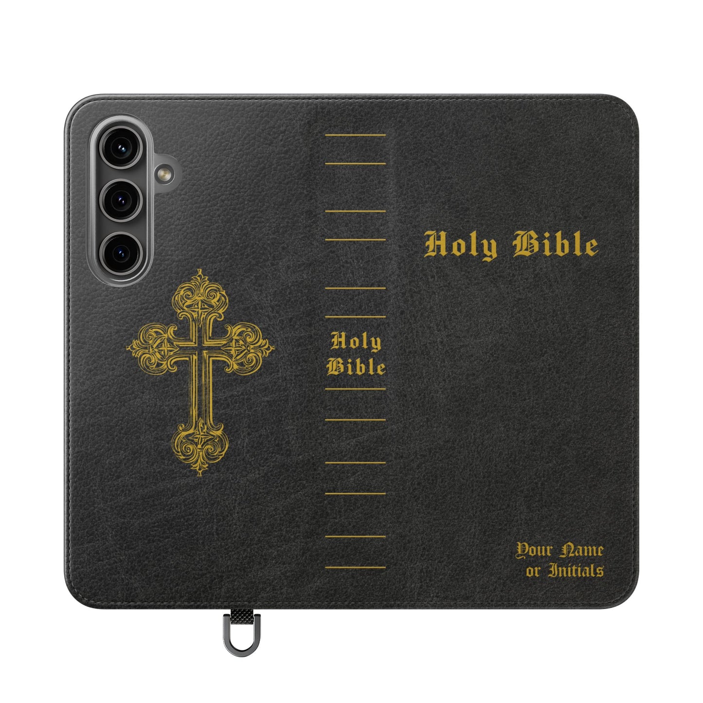 Holy Bible Personalized Phone Wallet | Custom Name or Initials - Black
