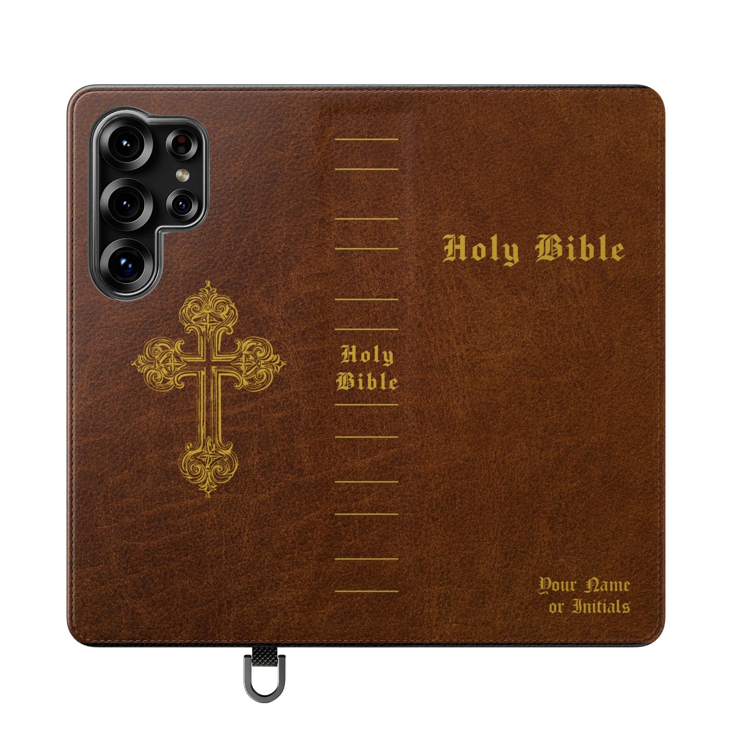 Holy Bible Personalized Phone Wallet | Custom Name or Initials - Brown