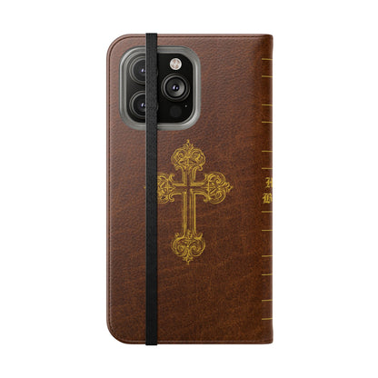 Holy Bible Personalized Phone Wallet | Custom Name or Initials - Brown