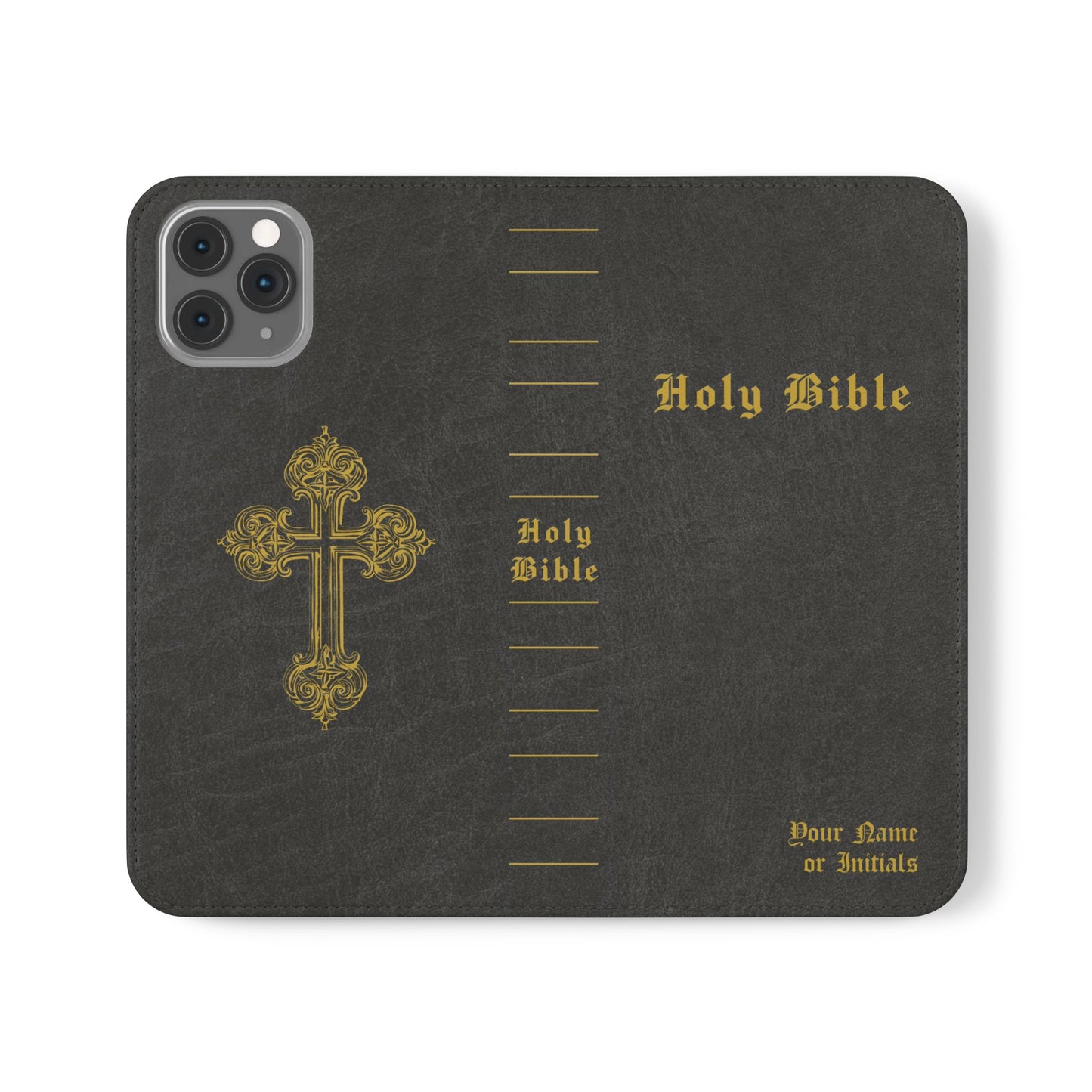 Holy Bible Personalized Phone Wallet | Custom Name or Initials - Black