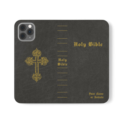 Holy Bible Personalized Phone Wallet | Custom Name or Initials - Black