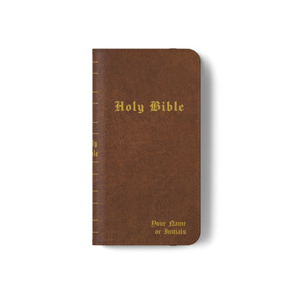 Holy Bible Personalized Phone Wallet | Custom Name or Initials - Brown