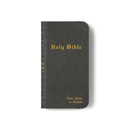 Holy Bible Personalized Phone Wallet | Custom Name or Initials - Black