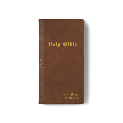 Holy Bible Personalized Phone Wallet | Custom Name or Initials - Brown
