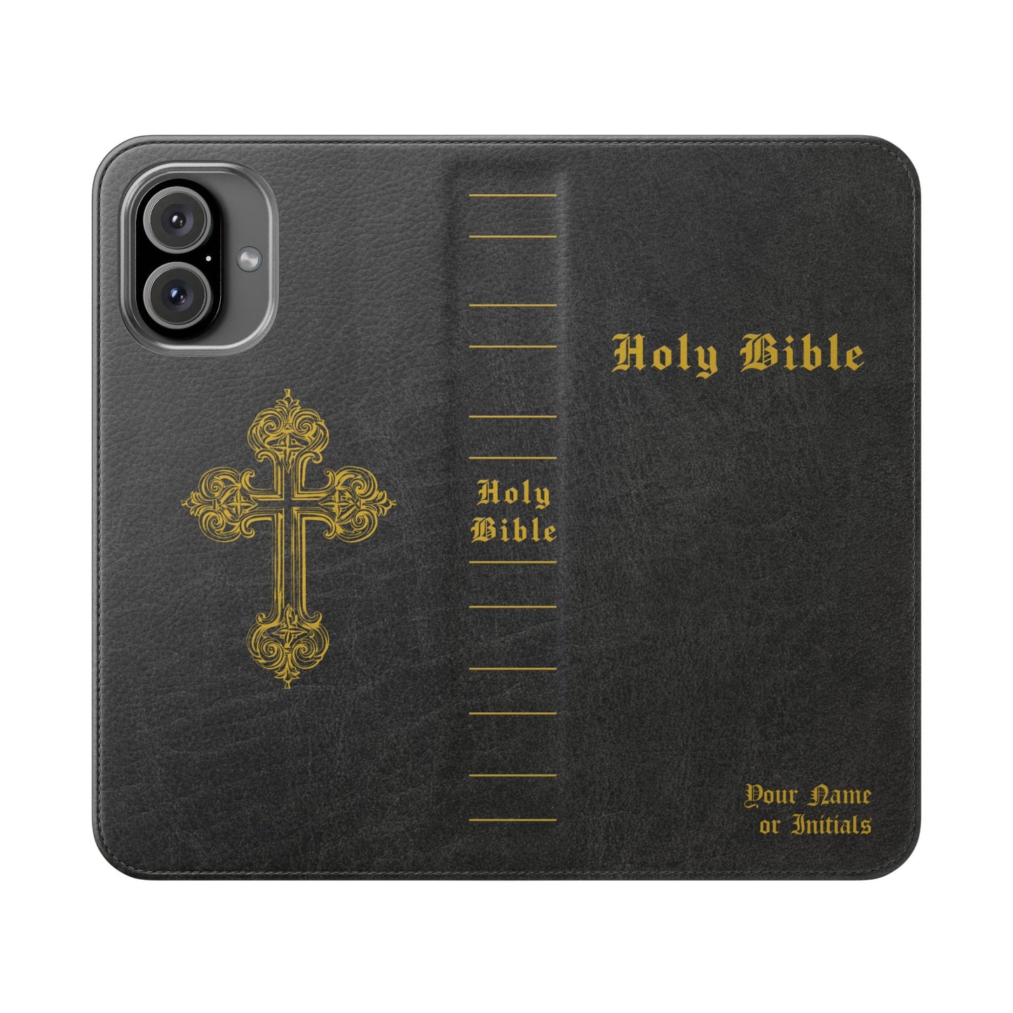 Holy Bible Personalized Phone Wallet | Custom Name or Initials - Black