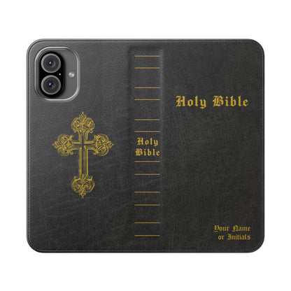 Holy Bible Personalized Phone Wallet | Custom Name or Initials - Black