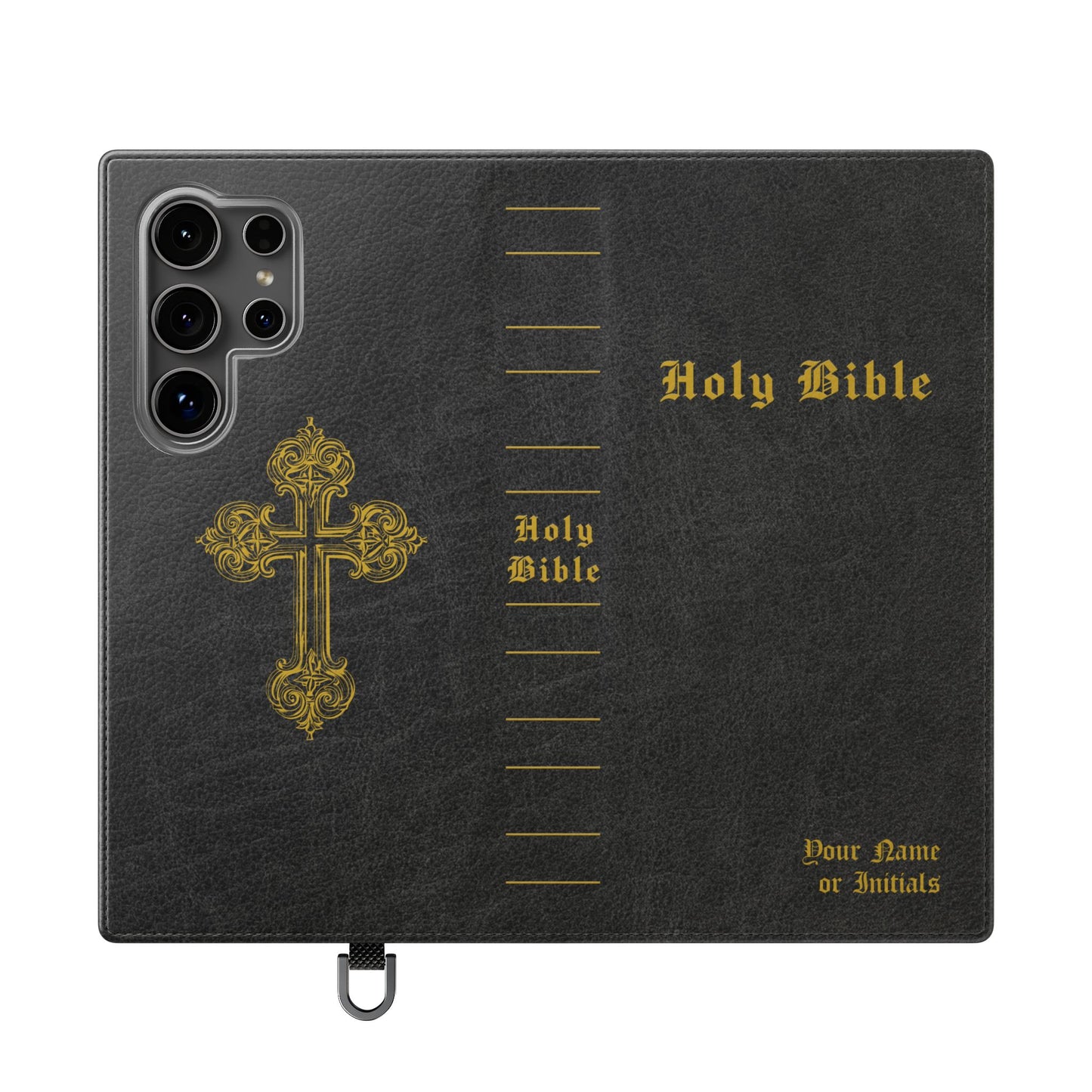 Holy Bible Personalized Phone Wallet | Custom Name or Initials - Black