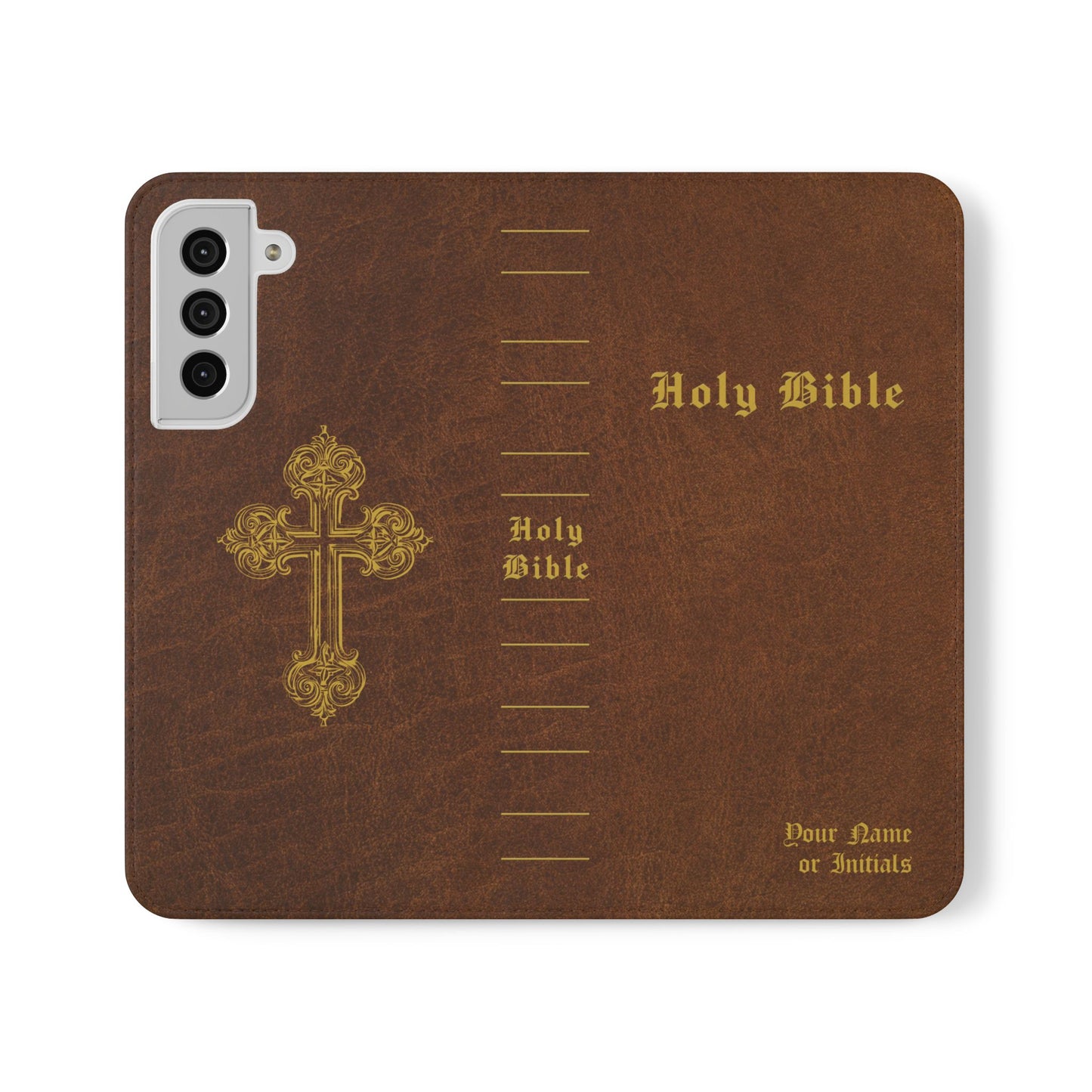 Holy Bible Personalized Phone Wallet | Custom Name or Initials - Brown