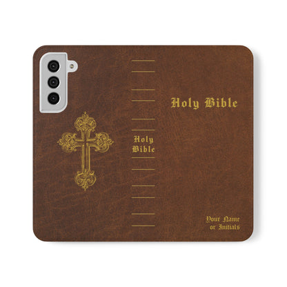 Holy Bible Personalized Phone Wallet | Custom Name or Initials - Brown
