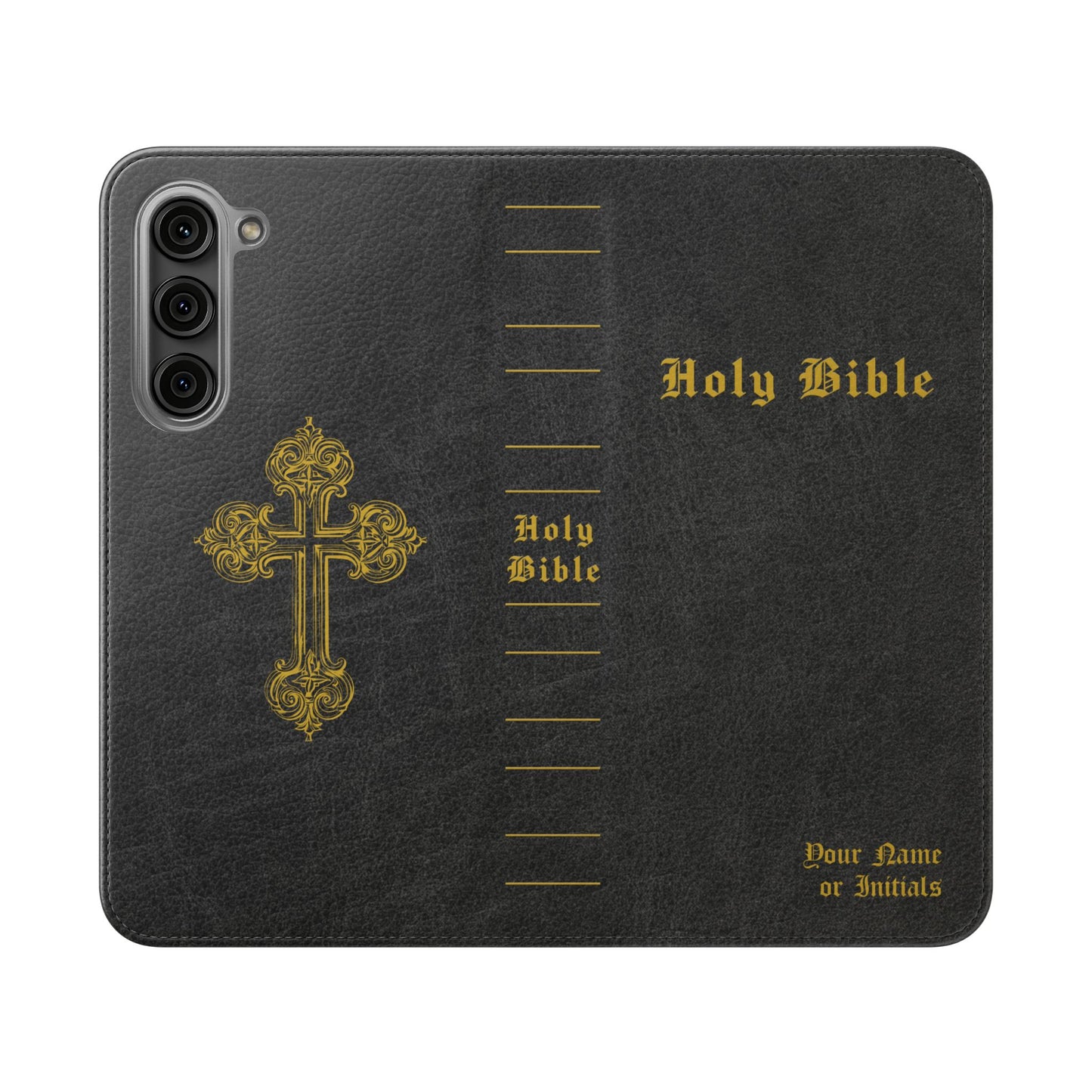 Holy Bible Personalized Phone Wallet | Custom Name or Initials - Black