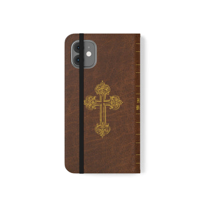 Holy Bible Personalized Phone Wallet | Custom Name or Initials - Brown