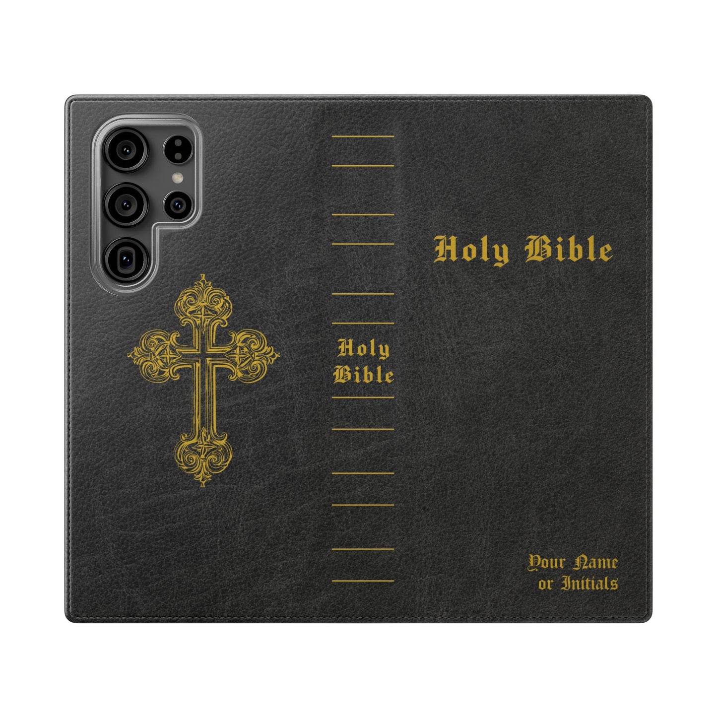 Holy Bible Personalized Phone Wallet | Custom Name or Initials - Black
