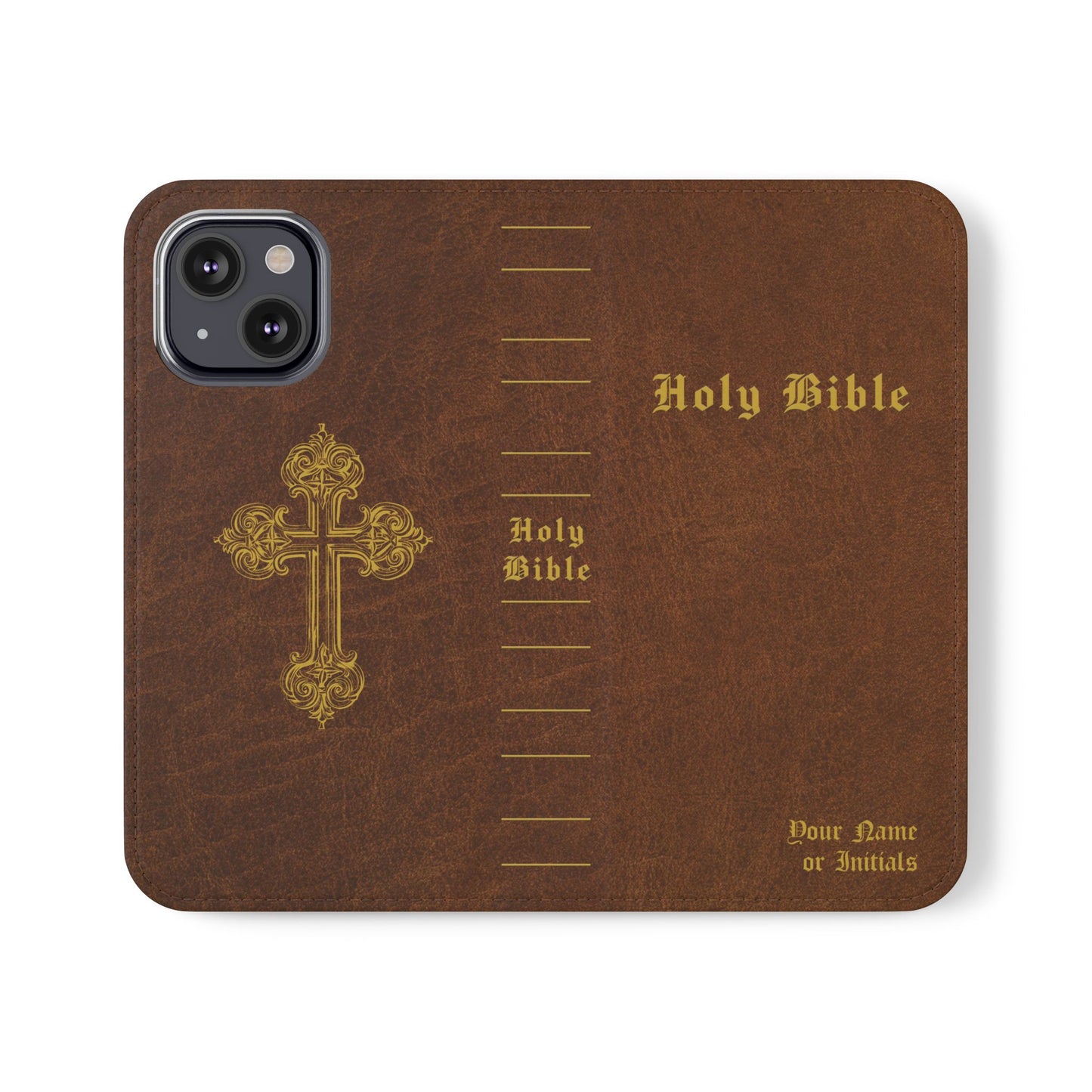 Holy Bible Personalized Phone Wallet | Custom Name or Initials - Brown