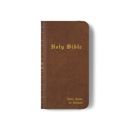 Holy Bible Personalized Phone Wallet | Custom Name or Initials - Brown